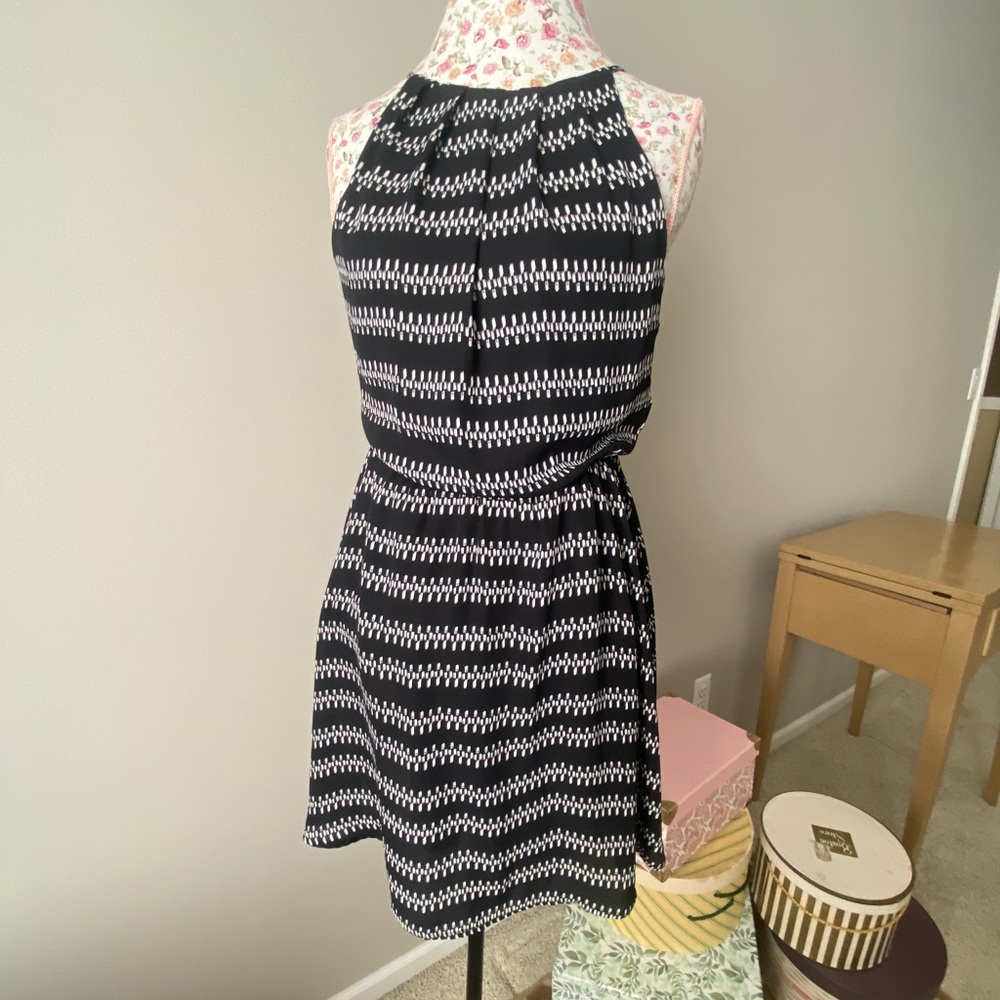 Black + White Print Small Skater Dress